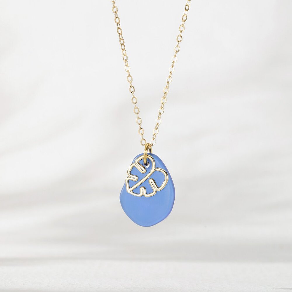 Hawaiian Blue Sea Glass Necklace